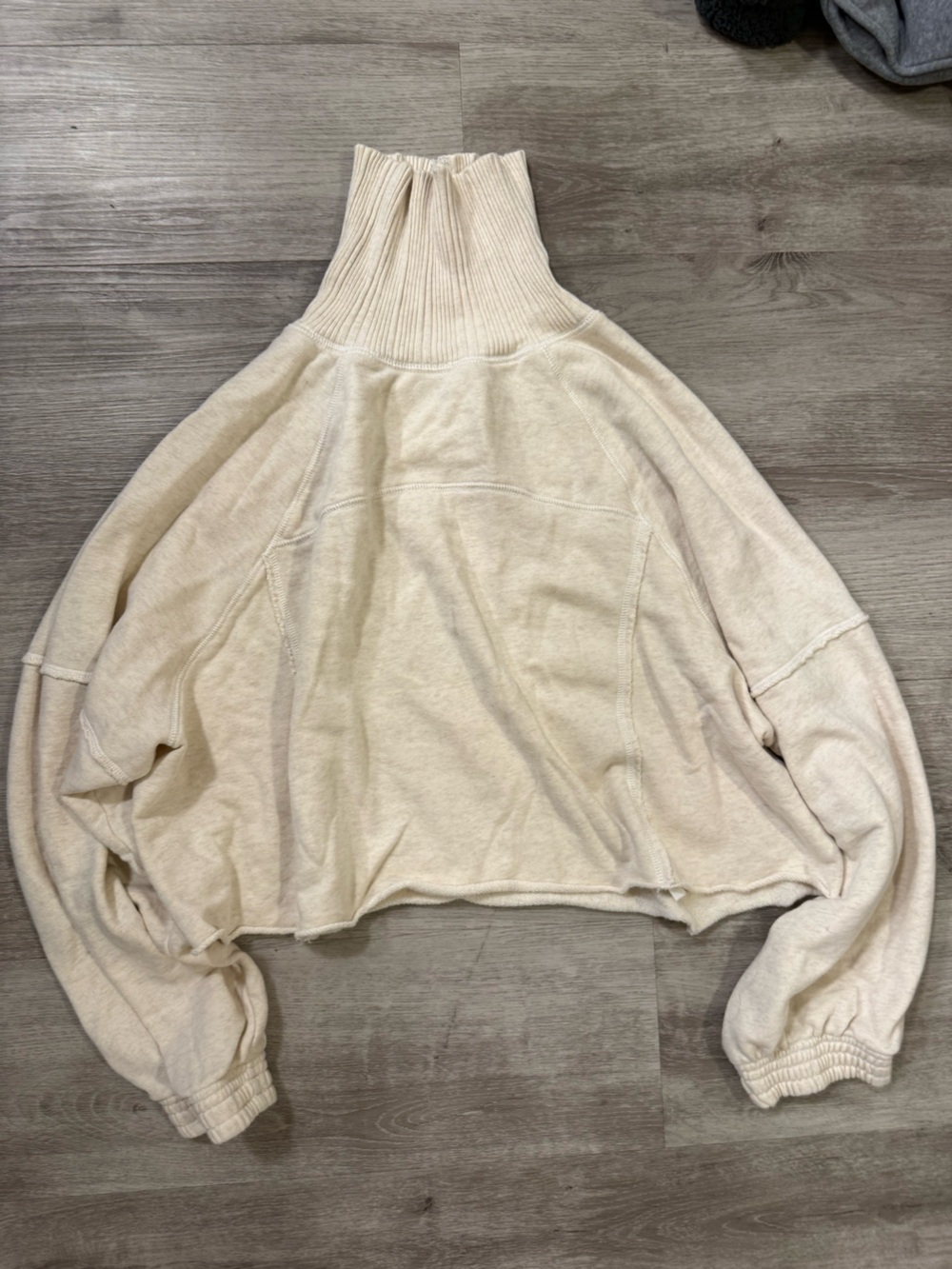 aerie Cream Ribbed Turtleneck Cropped Sweater